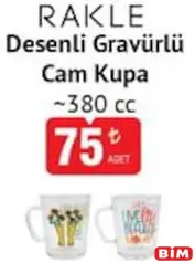 RAKLE DESENLİ GRAVÜRLÜ CAM KUPA 380 CC fiyat ve kampanya bilgisi